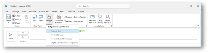 Secure Email Guide Screen Shot 8- Outlook_Encrypt