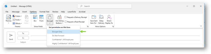 Secure Email Guide Screen Shot 8- Outlook_Encrypt