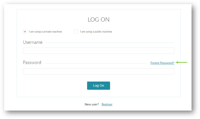 User Guide Screen Shot - Forgot Password